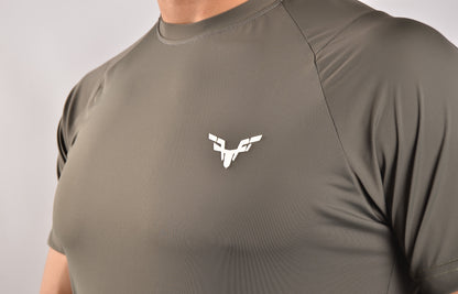 olive green Nailon t-shirt