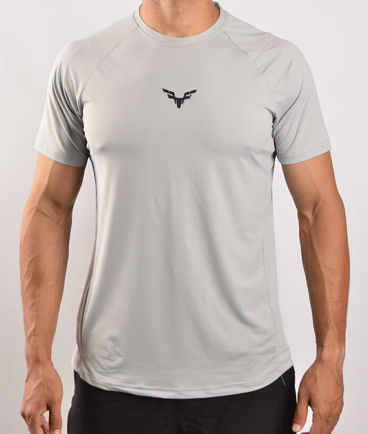 silver grey nylon t-shirt