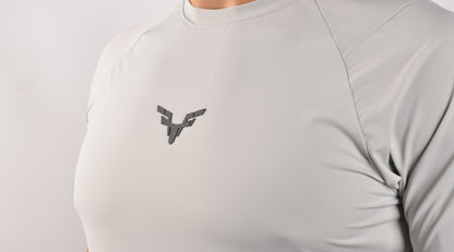 silver grey nylon t-shirt