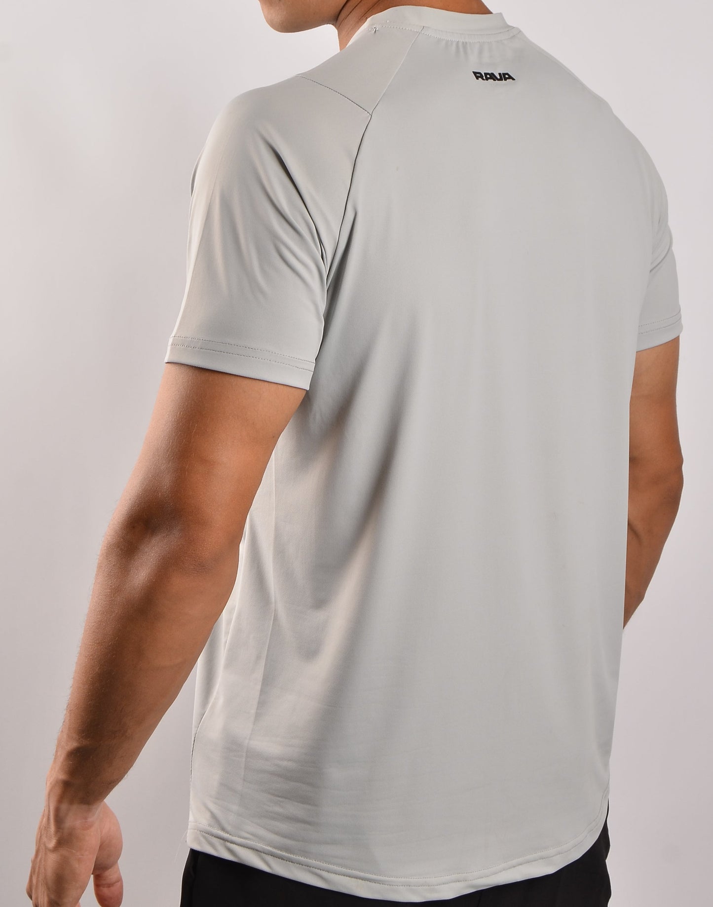 silver grey nylon t-shirt