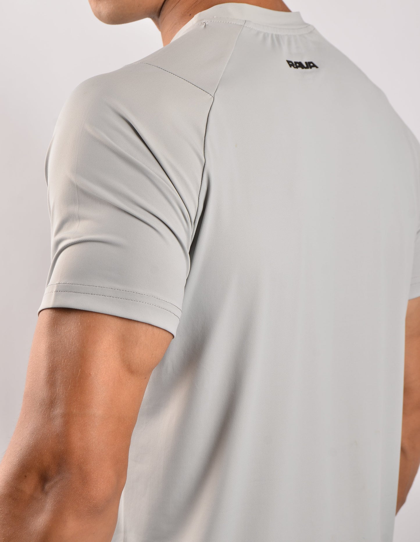 silver grey nylon t-shirt